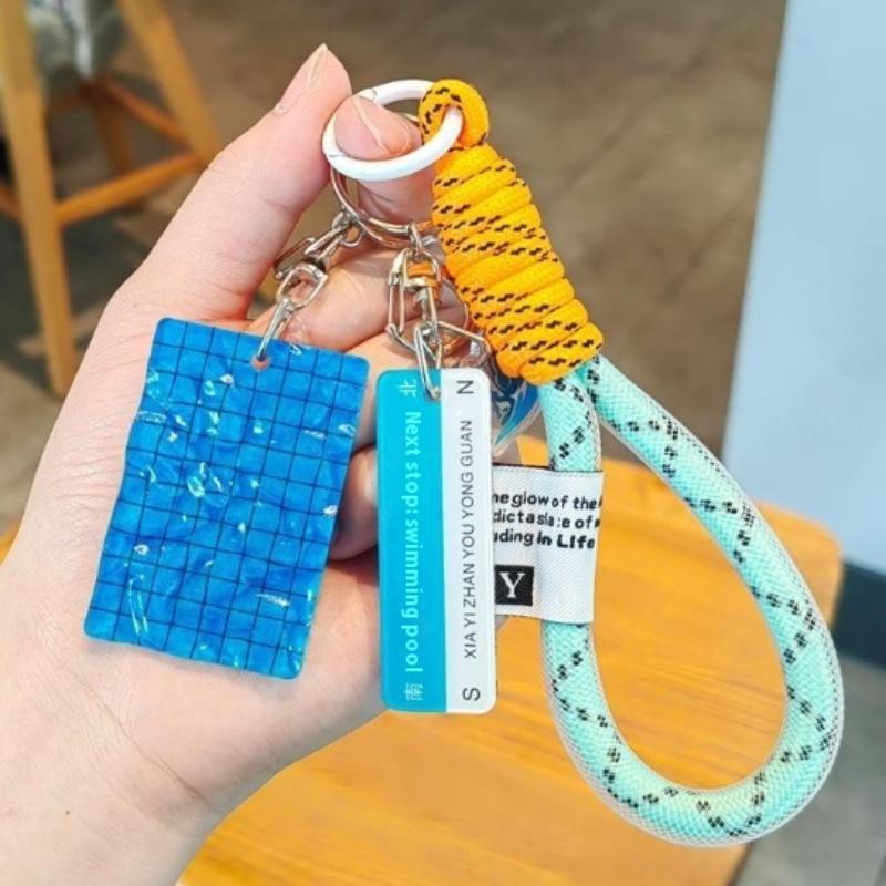 Creative Swimming Pool Keychain Wavy Keychain Decorations Car Key Ring Swimming Pool Keychain Alltaglich Pendant Swimmer'S Gift