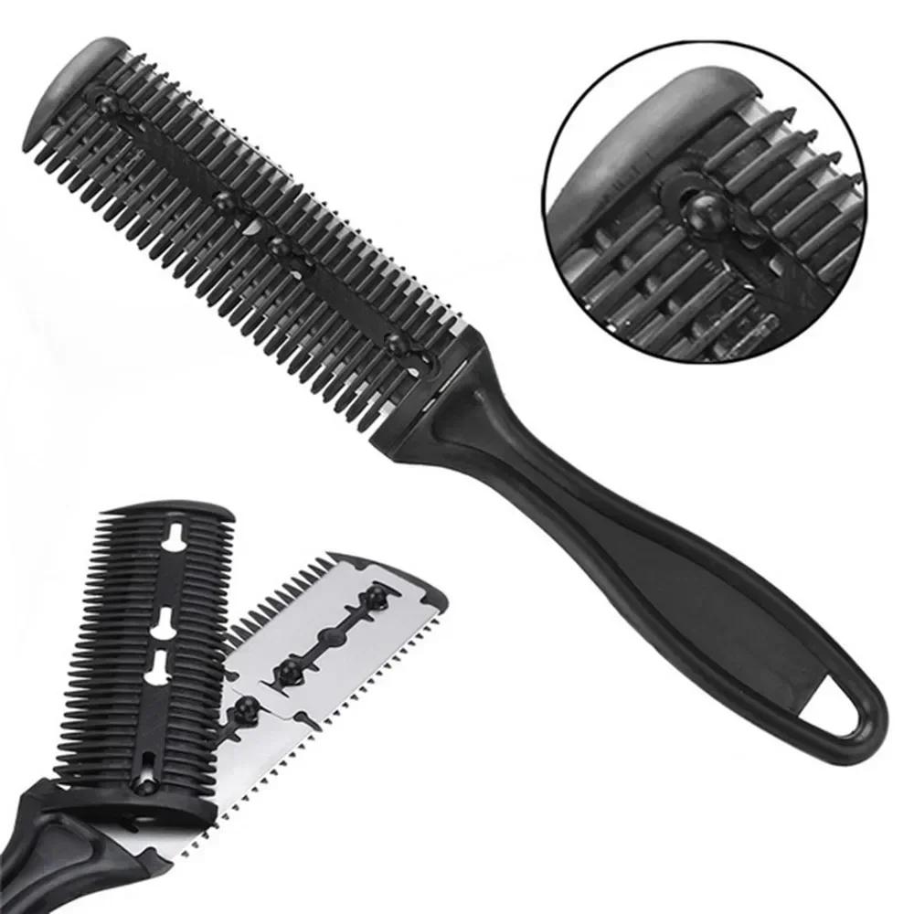 Hair Shaving Comb With Razor Blade Hair Brushes Hair Trimmer Cutting Thinning Haircut Tool Professional Barber Salon Hairs Knife