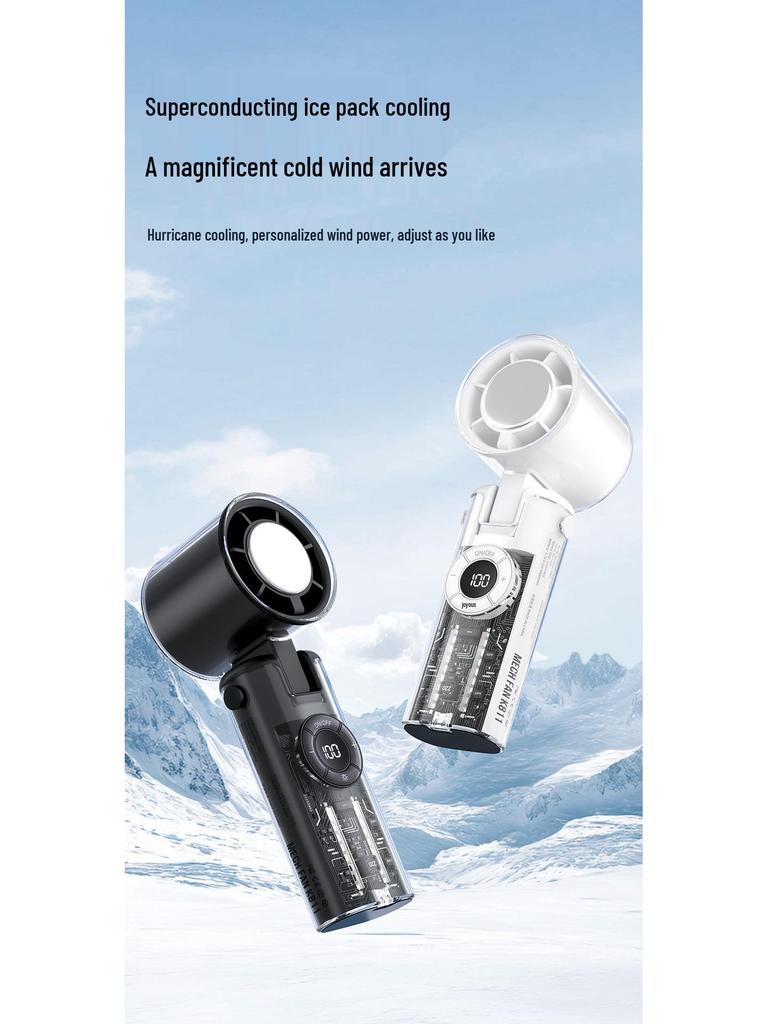 Mecha Style Transparent Portable Mini Handheld Fan for Outdoor Cooling