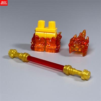 MOC Bausteine Feuer Beinring Waffe 4cm Actionfigur Körperbekleidung Einzigartige Effekte Anbauteile Bausteine Spielzeug Kindergeschenk