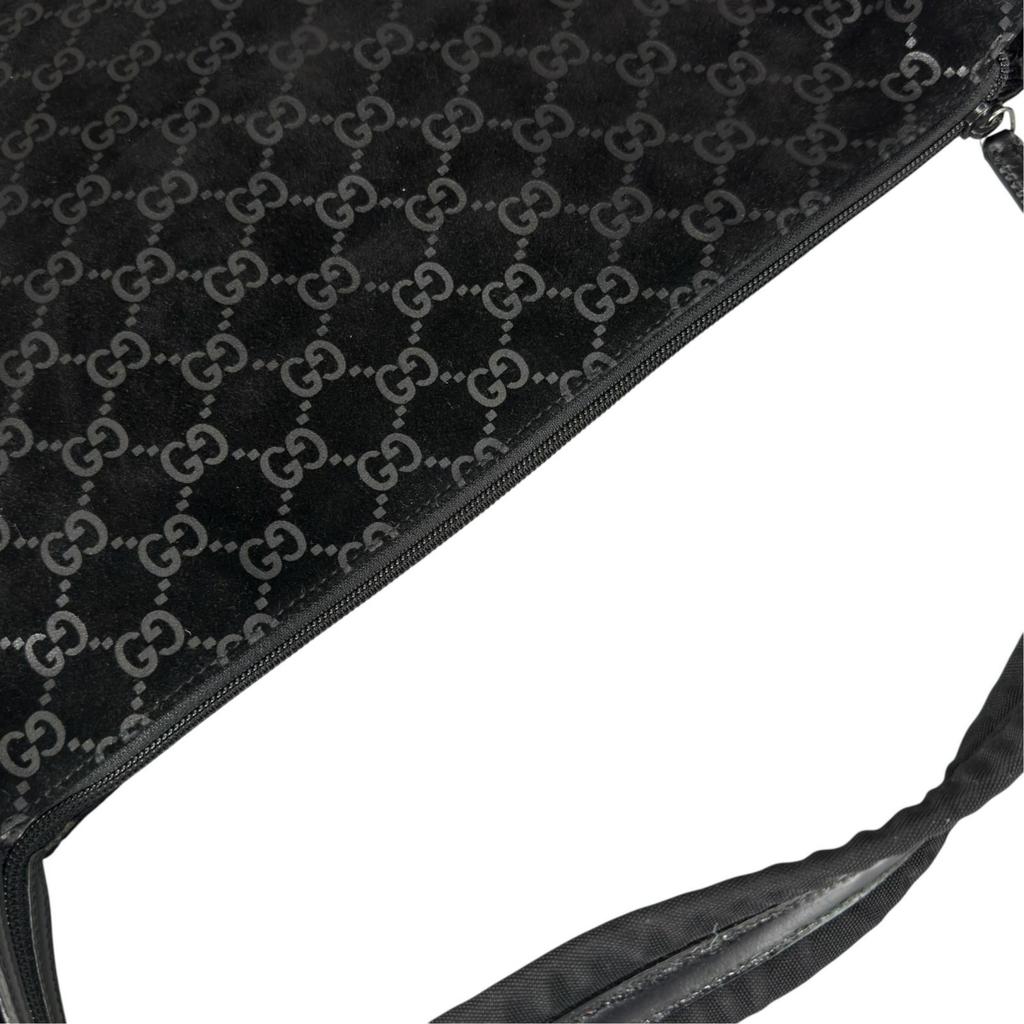 Gucci Shoulder Bag Black Women GG Pattern Used