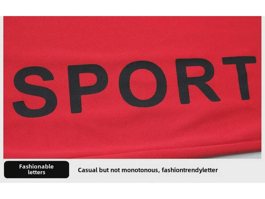 Ανδρικό καλοκαιρινό σετ αθλητικών ρούχων γρήγορου στεγνώματος - Μπλούζα με φαρδιά γραμμή, κοντομάνικη για τρέξιμο και γυμναστική.