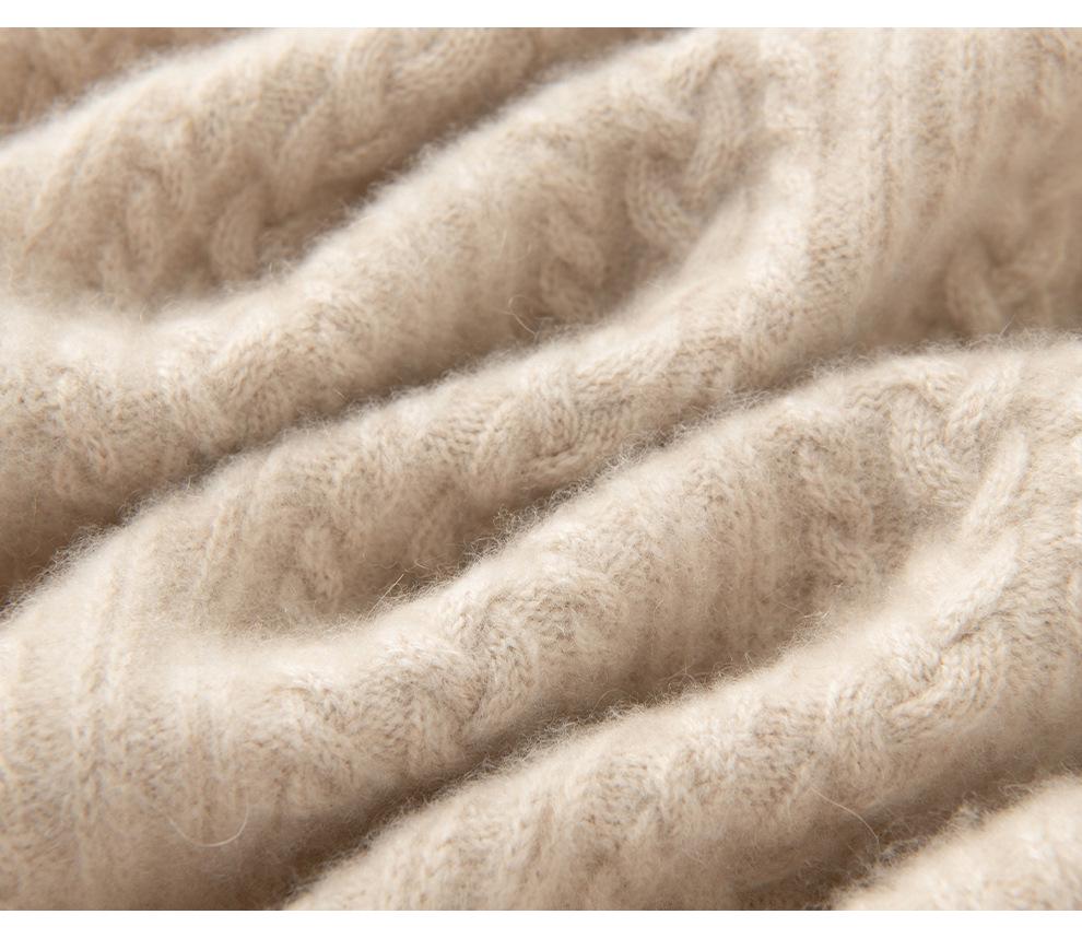 Cashmere Cable Knit Lapel Sweater - Autumn/Winter 2026 Women's Loose Fit, Gentle Style Base Layer
