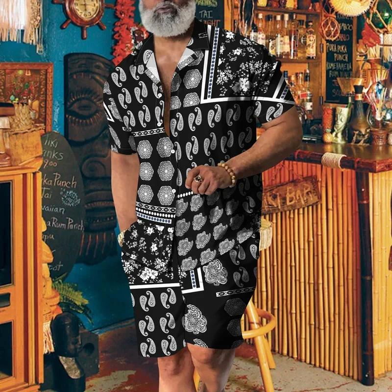 

Мужской новый летний комплект для вечеринки с анималистичным принтом, повседневная рубашка с 3D-принтом, пляжные шорты, комплект из 2 предметов свободного покроя, комплект для отпуска в гавайском стиле в уличном стиле XL