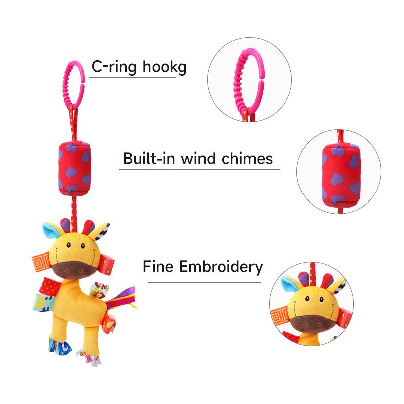 New Baby Rattles Bell Toy Soft Stuffed Animal Rattle Hand Grip Toys Pendant Stroller Crib Bed Teether Hanging Toy 0-24 Months
