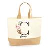 Cabas de plage - PLANETEE - Cyrielle - Jute naturel - Motif Lettre Fleur - Fabriqué en France
