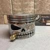 Carved Piston Skull Face Sculpture Resin Skull Artwork Statue Crafts Home and Office Personalised Desktop Decoration Ornaments