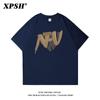 Men'S Trendy Letter Round Neck Printed Short Sleeved T-Shirt For Summer Ins Loose Casual Top