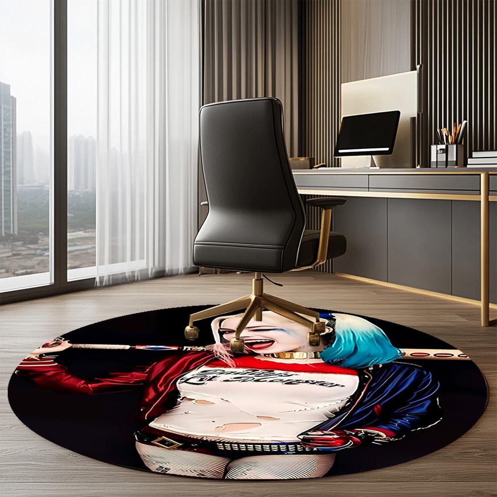 Harley Quinn Printed Round Rug Carpet Chair Rug Area Rug Entryway Doormats,for Office Chair Living Room Bedroom Kitchen Room.