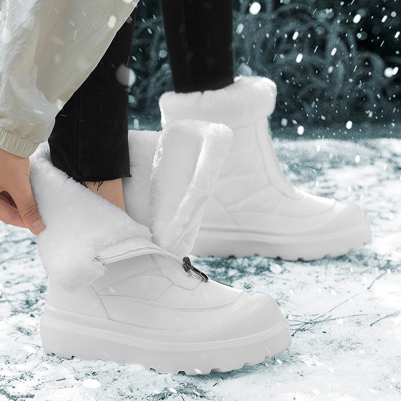 Schneeschuhe Neue Herbst- und Winterschuhe Hohe warme Baumwollschuhe für den Außenbereich Mit Fleece verdickte große Baumwollstiefel Kurze Stiefel