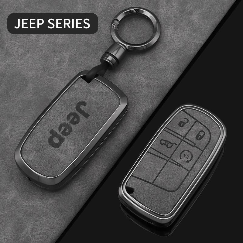 Für Jeep Zinklegierung Leder Auto Schlüsselhülle Abdeckung Schale Für Jeep Renegade Wrangler Patriot Grand Cherokee WK2 KL Compass Liberty