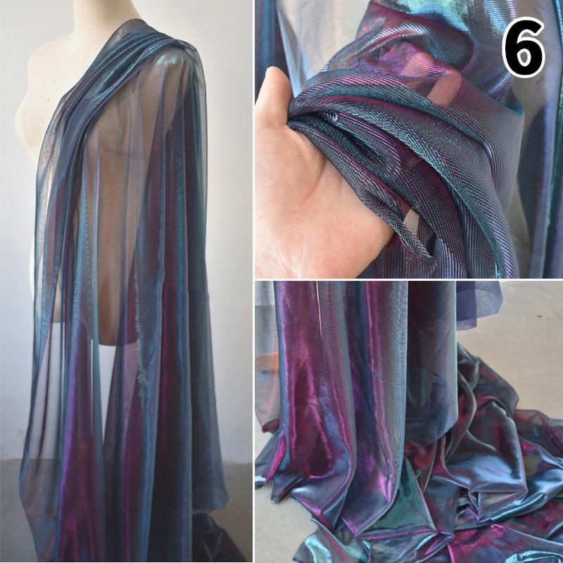 Laser Crystal Blue Gradient Mesh Gaze Designer Stoff Weiches Garn Spitze Schleier Stoff Für Diy Nähen Kleid Rock Hanfu Bühne Kleidung