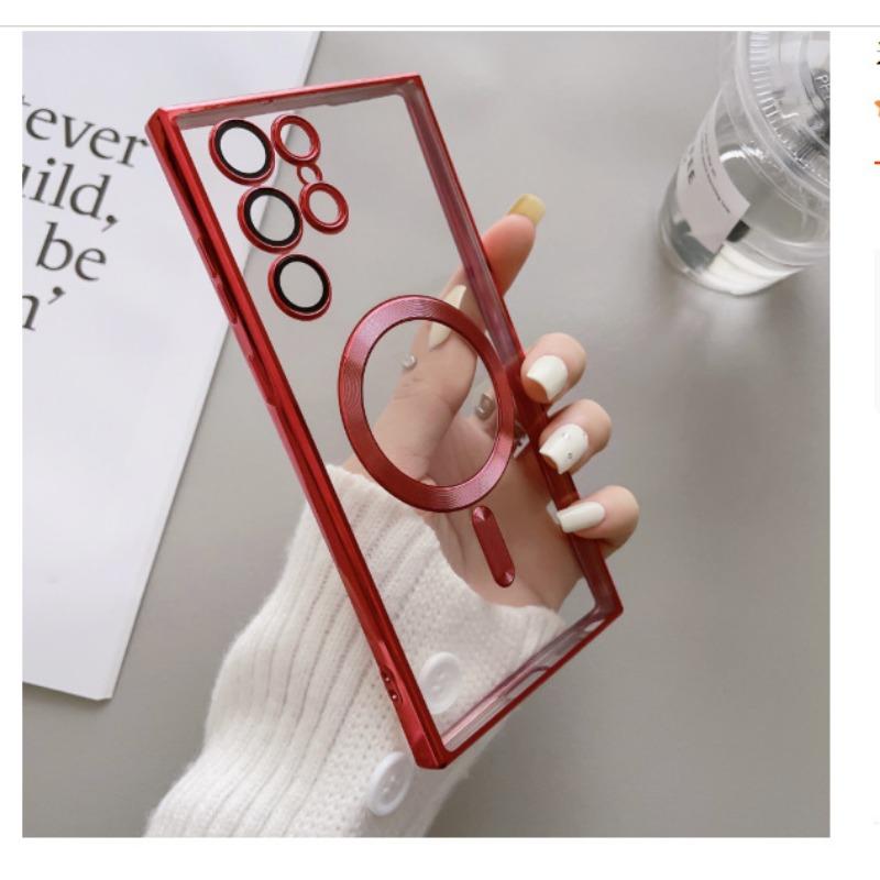 Suitable for Samsung S25ultra Phone Case A16 Transparent Magnetic Absorbing Galaxys23 Protective Case Full Pack Lens Anti Fall