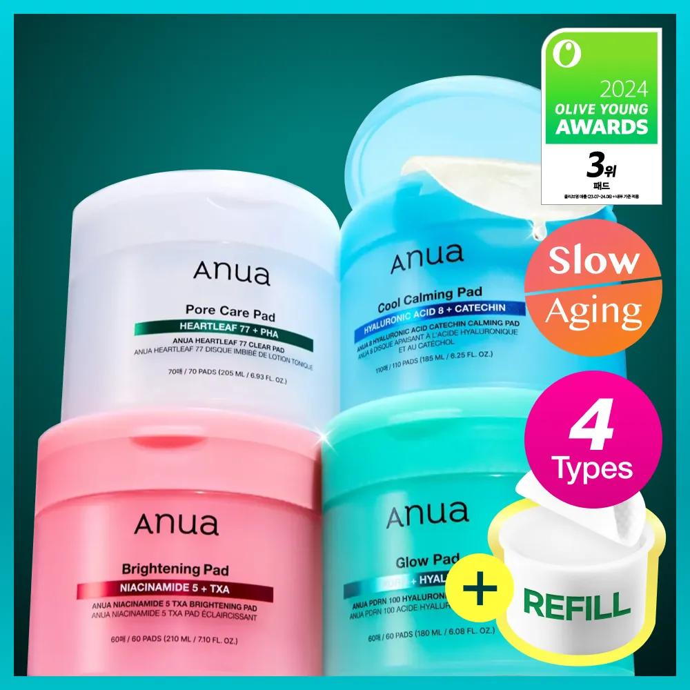 Anua Pad Refill Set 4 Types (Heartleaf / PDRN / Catechin / TXA) Heartleaf 77 Clear Pad 70P (+Refill 70P)