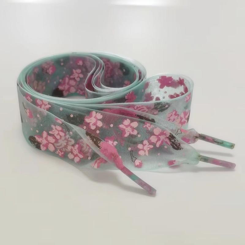 Mooie Print Bloemen Chiffon Schoenveters Heren Dames Strik Organza Schoenveters Trend Persoonlijkheid Sport Casual Schoenen Veters 120cm gray