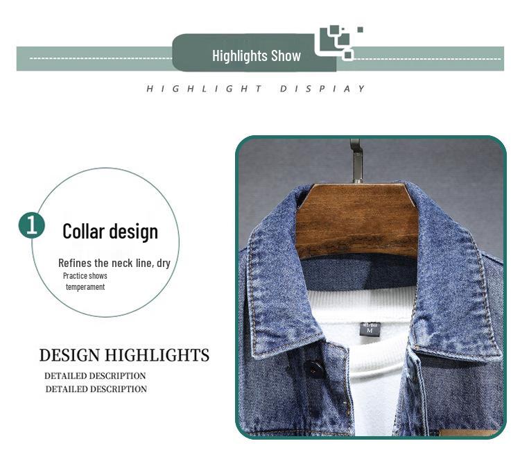 Men’s Vintage Washed Denim Jacket - Casual Spring/Autumn Versatile Top