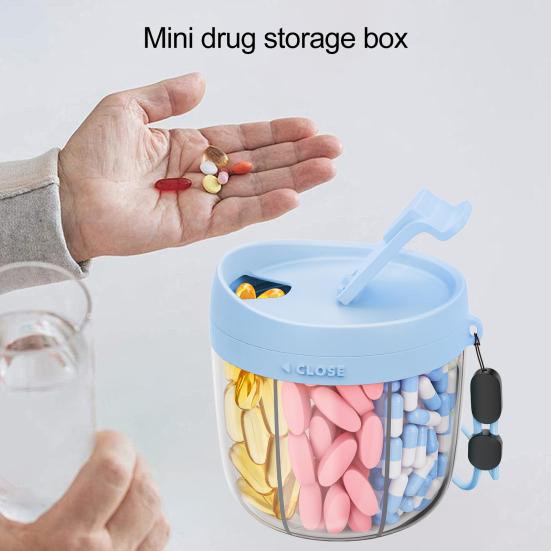 Pill Dispenser with 7 Compartments Anti-Mix Design Easy Access Pill Bottle Organizer Travel BPA-Free Pill Container