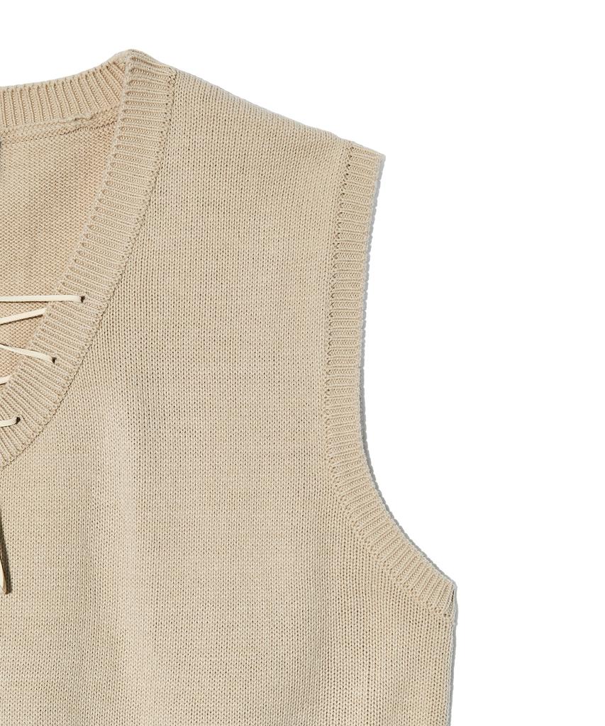 Peace Maker Lace Up Knit Vest (Ivory)