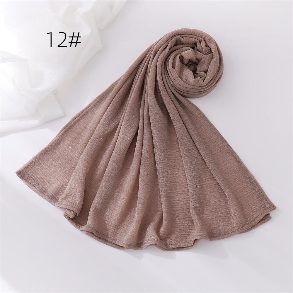 New Crinkle Cotton Polyester Hijab Scarf For Women Muslim Headscarf Wraps Solid Plain Shawls Islamic Headband Turbans Foulard