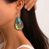 Eco-Friendly Earrings, Retro Water Drop-Shaped Wooden Earrings, Turquoise Earrings.