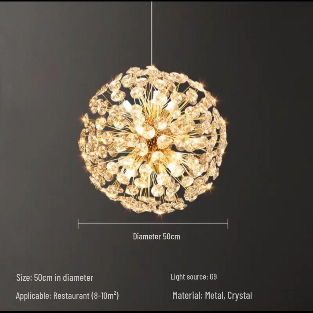 Nordic Dandelion Crystal Pendant Light for Living Room, Bedroom & Bar - Luxurious Creative Style Lighting
