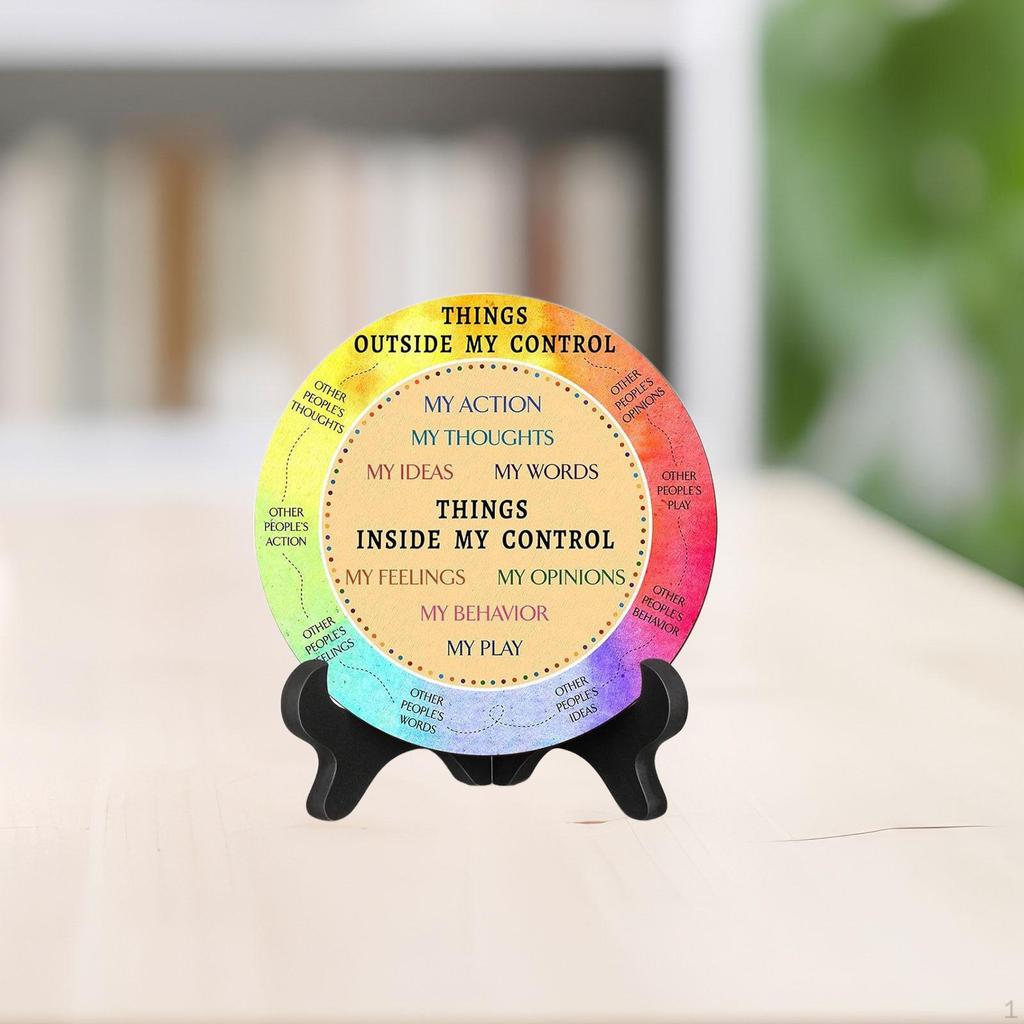 2 Pack Emotion Wheels, Learning Toy for Desk Decoration, Round Boards with Stand Desk,