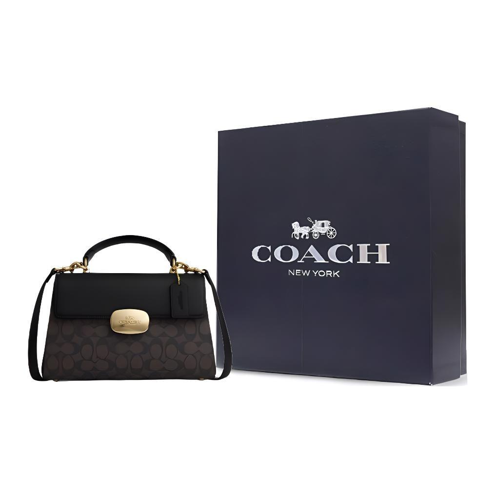 Coach Eliza Handtasche aus Kunstleder, Umhängetasche Groß Damen Schwarz CW012-IMXAQ