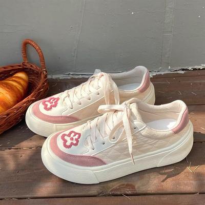 Women's Shoes Canvas Pink Lace Up Round Toe Female Footwear Spring New In Fashion 2024 Stylish And Low Price With Luxury A