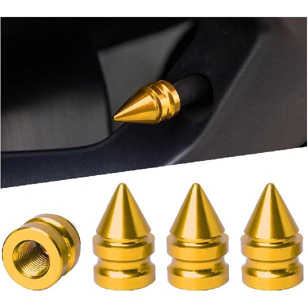 Car Tire Valve Stem Caps, 4PCS Spike Style Aluminum Alloy Leakproof Vehicle Wheel Stem Caps, Dustproof Automotive Tire Air Valve Cover Accessories,