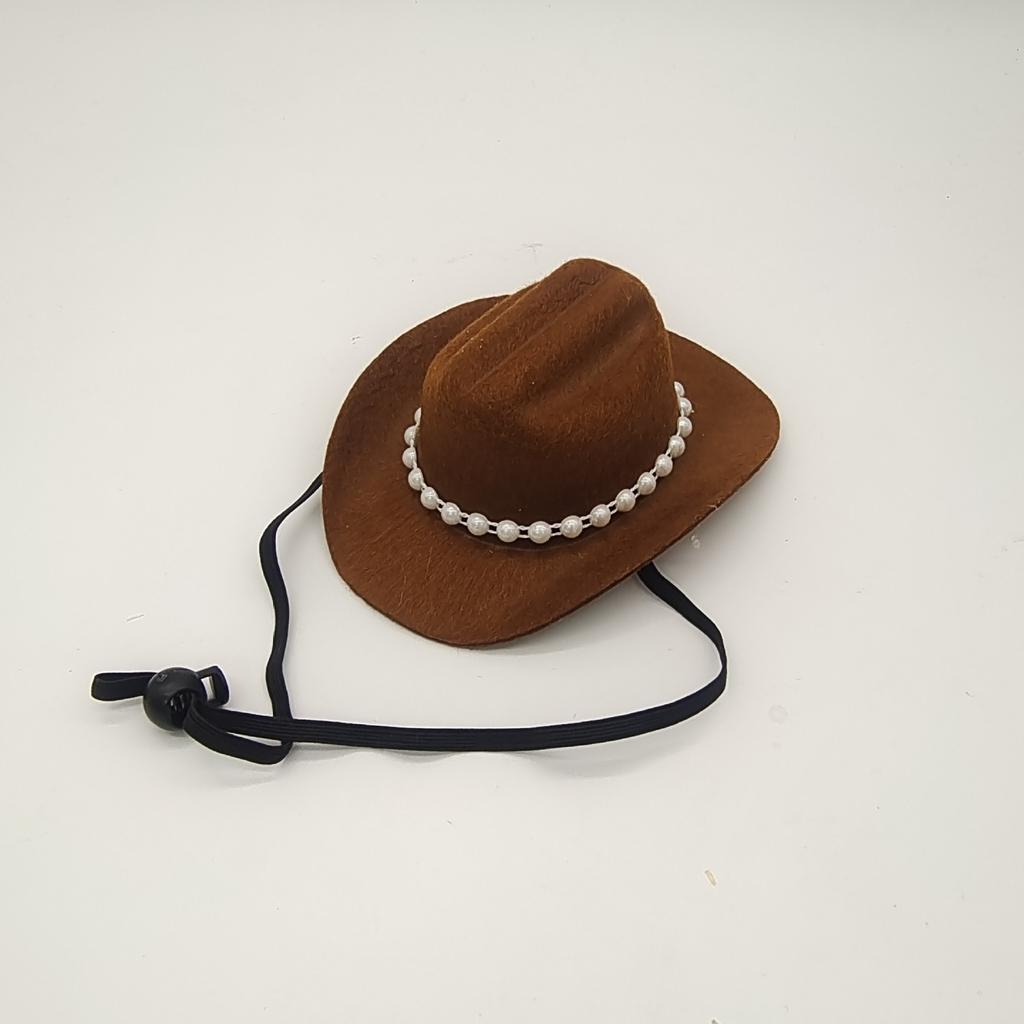 New Pearl Decorated Cowboy Hat Pet Cat Dog Western Cowboy Hat Mini Hat