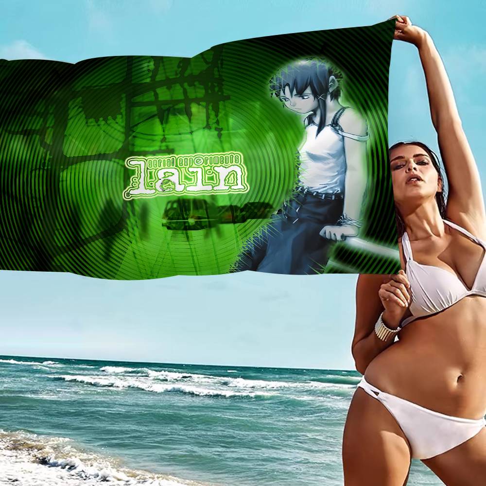 Serial Experiments Lain Anime Microfiber Beach Towel Absorbent Quick Dry Soft Yoga Swimming Resort Mountain Climbing Towel