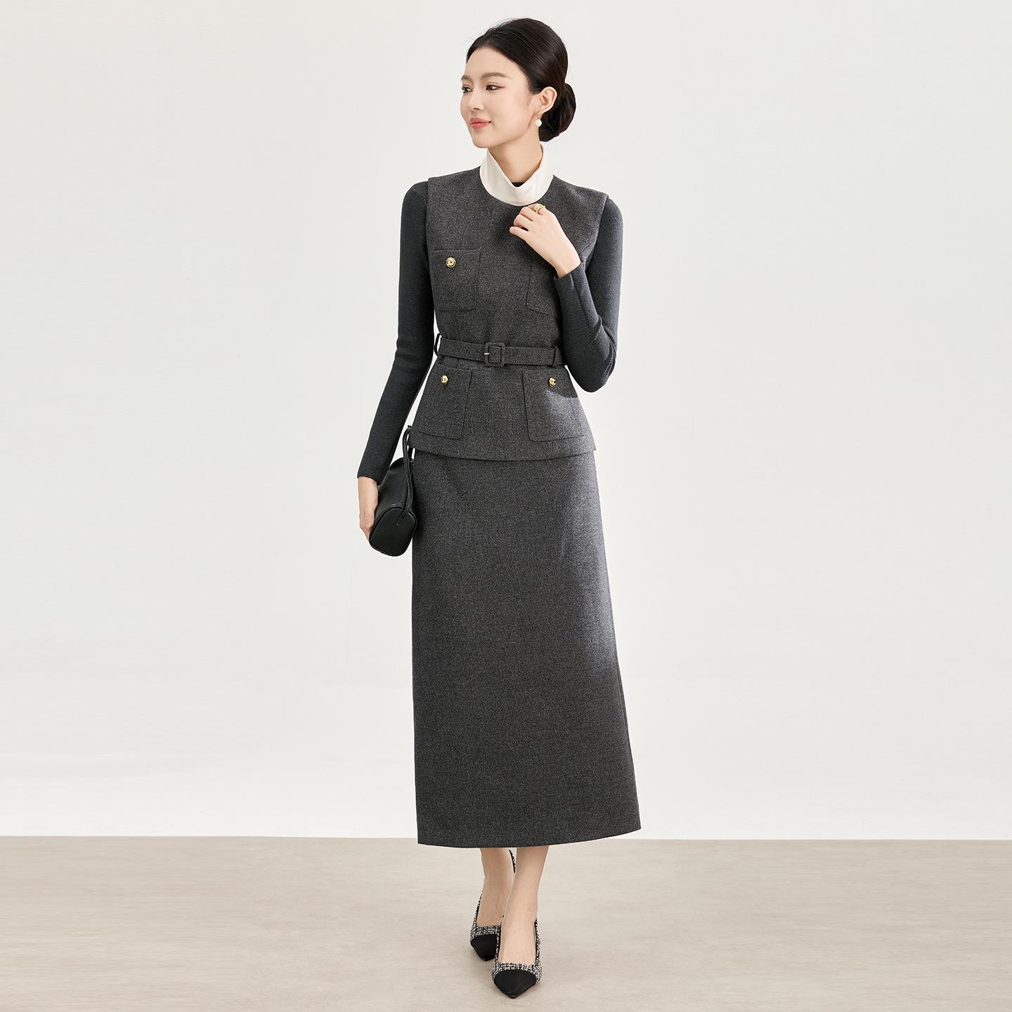 Роскошный комплект из 3 предметов: жилет и вязаная юбка из смесовой шерсти Large