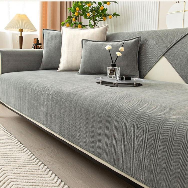 Herringbone Sofa Cushion Light Luxury Premium Non-Slip Sofa Seat Cushion Four Seasons Universal Chenille Cross-Border  Can Be Labeled