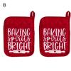 1 Pair Oven Mittens Christmas Style Thickened Ant-scalding Heat Insulated Hanging Hole Soft Oven Mitts Kitchen Cooking Baking Gift Oven Gloves