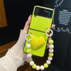 3d Sevimli Aşk Kalp Taşınabilir Boncuk Bilezik Kapak Samsung Galaxy Z Flip 4 3 Kılıf Inci Crossbody Kordon