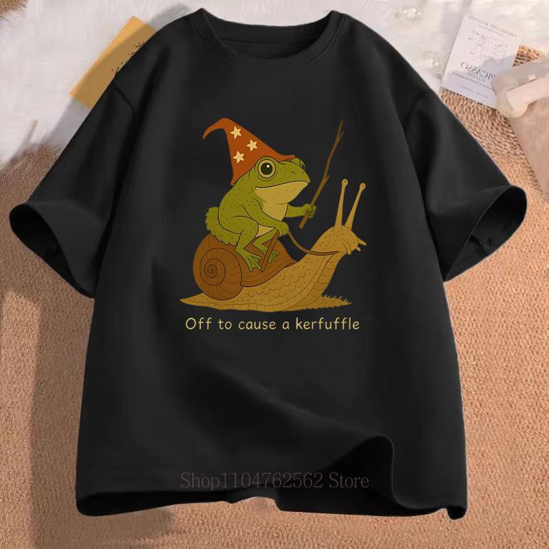 Magic Frog Cartoon Print Tshirts Unisex Women Clothing Summer Vintage Casual Fashion Oversized ONeck Short Sleeve Tops Tshirts