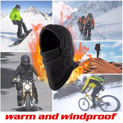 Unisex Women Men Polar Fleece Hood Hat Casual  Beanie Ski Snow Cap Snood Scarf Warmer Thermal