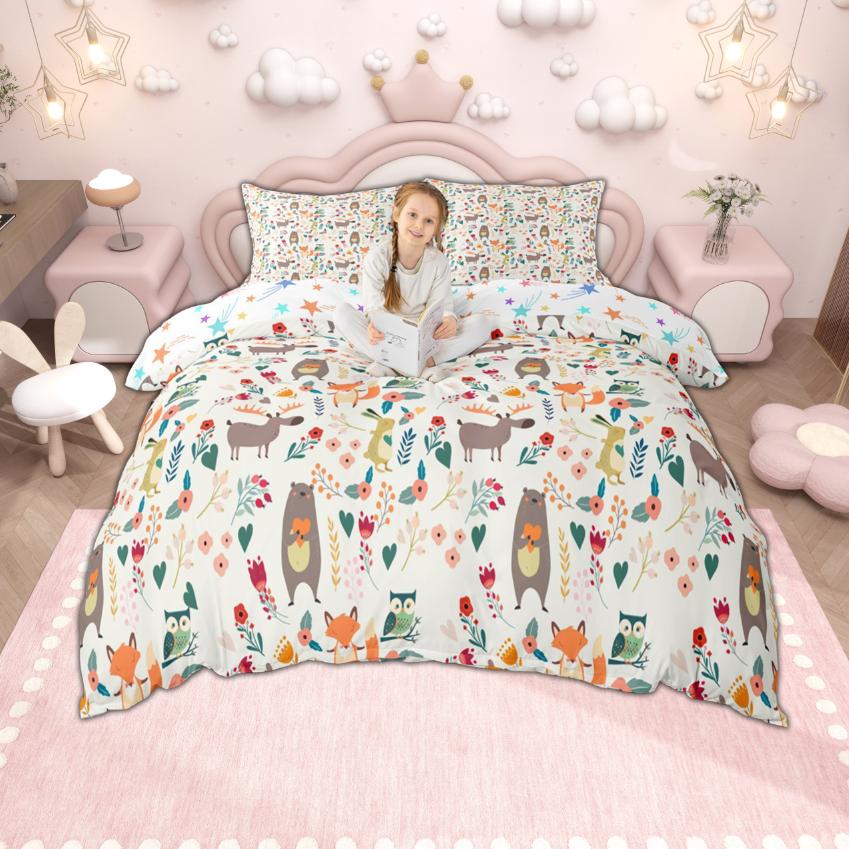 

Comforter Homewish Cute Wildlife For Kids Deer Highland Cow Bedding Butterfly Duck Koala Comforter Set Comforter (quilt)-EU Single(135*200cm)3pcs