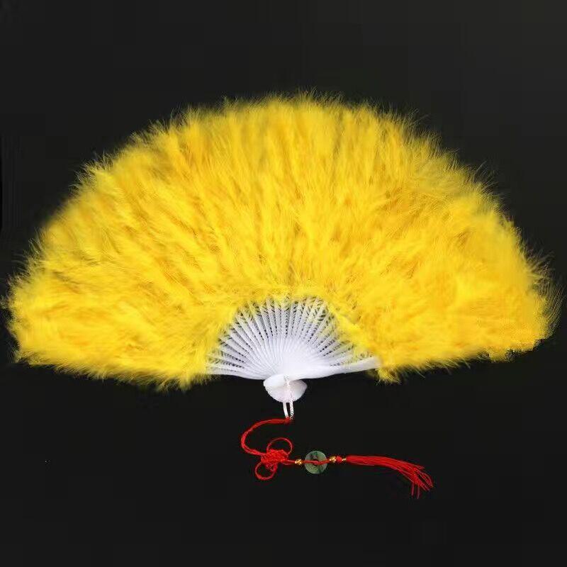 Thickened White Feather Folding Fan - Plush Cheongsam Catwalk & Emperor Night Dance Accessory