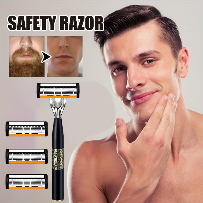 High Quality Men Safety Razor 6-Layer Germany Stainless Steel Shaving Blades Manual Shaver Replacing Cutter Head