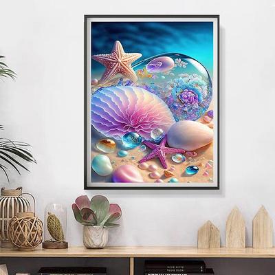 5d Diy Shell Seaside Scenery Full Diamond Embroidery Gift Home Decor Kits Mosaic Cross Stitch Bedroom H7R2