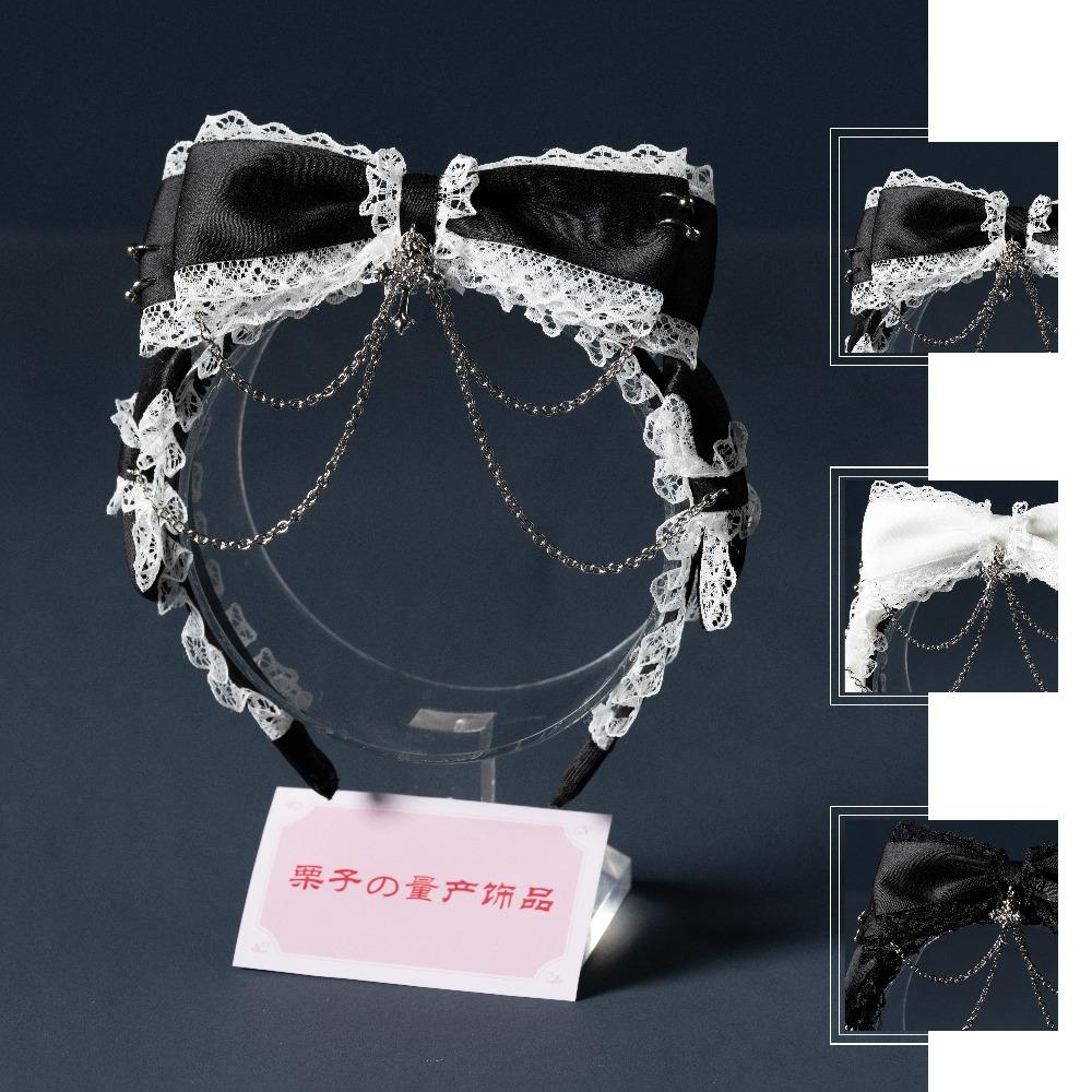 Cute Lace Bow Chain Cross Headband Goth Punk Style Personality Atmosphere Girl Hair Accessoires Korean Hair Accessories