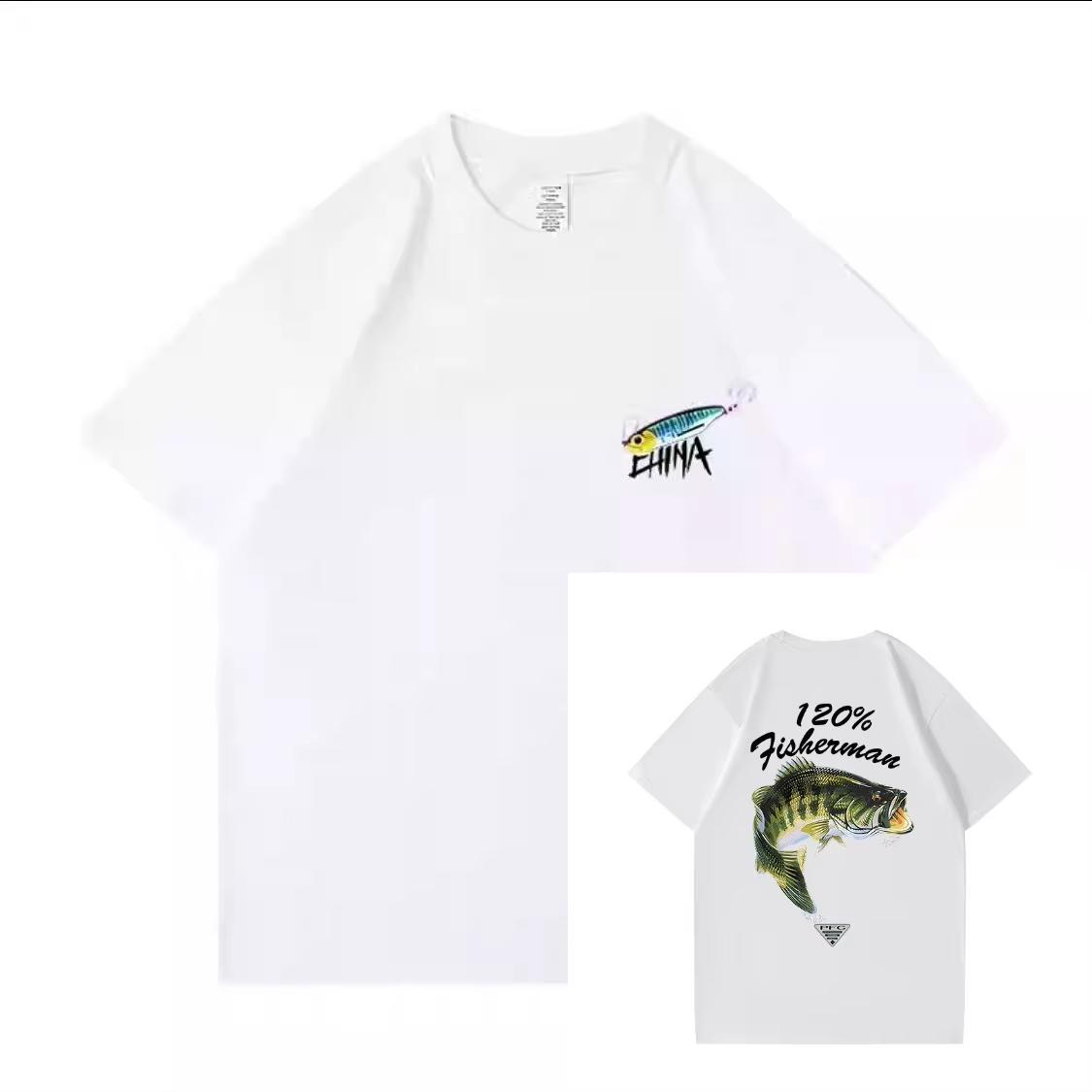 

Summer American Retro Versatile Outdoor Luya EleUNISEXt Fishing TShirt Perch Cotton Short Sleeve TShirt UNISEXs and Womens S