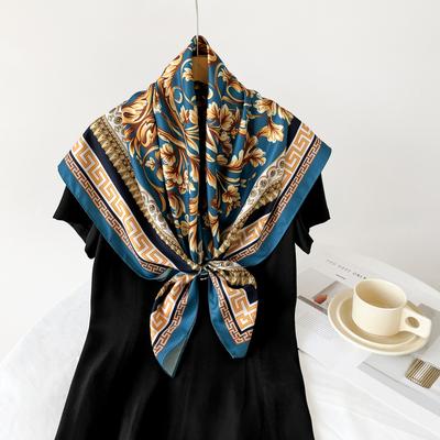 Foulard Quadrato 90*90Cm Sensazione di Cotone Twill Sciarpe e Copricapi da Donna Stampa di Lusso Sciarpe da Collo Hijab Bandana Pashmina