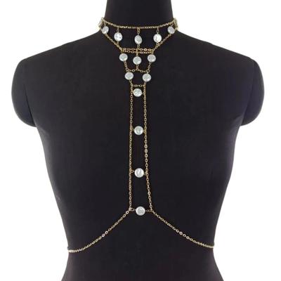 Nacreous Neck Chain Luxurious Necklace Modern Coin Collar Jewelry Elegant Crossover Shoulder Chain Body Chain