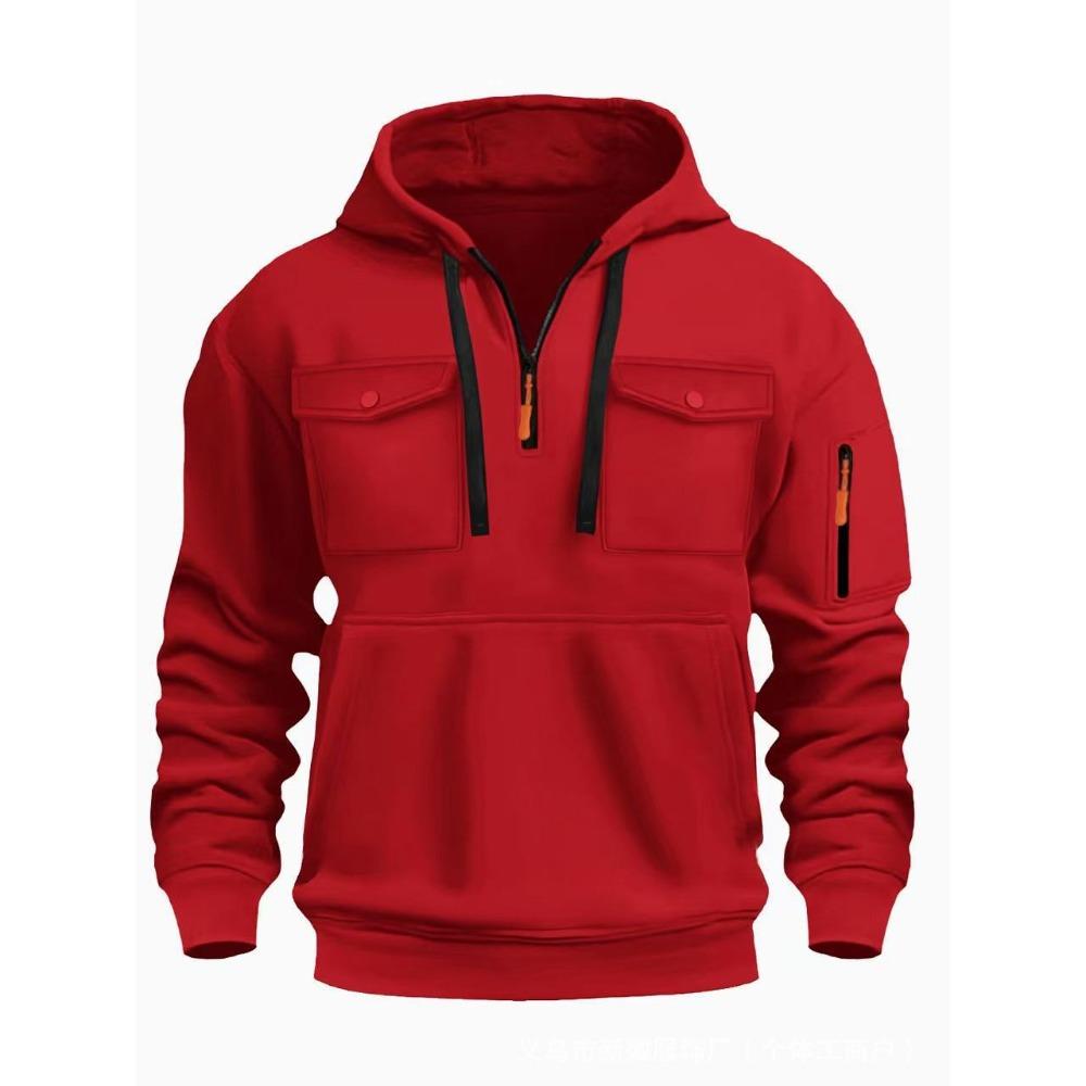 Novo Moletom Masculino Moderno com Capuz e Multibolsos