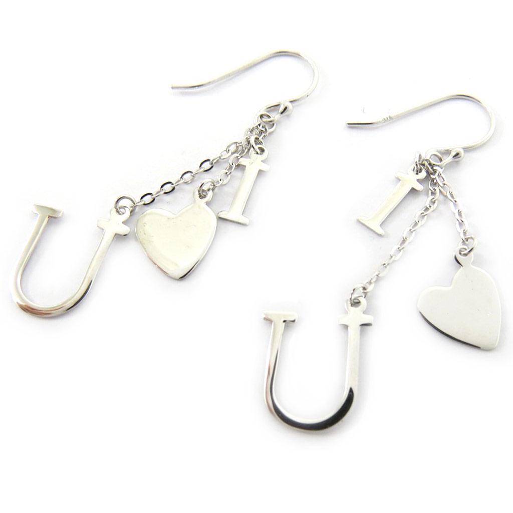 Les Trésors De Lily [G2834] - Silver Earrings 'I Love U'