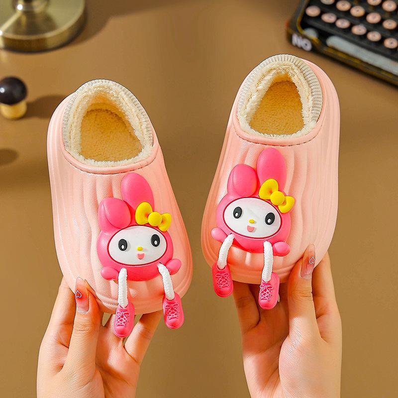 

Children s cotton slippers for winter, plush warm cotton shoes for babies, cute home slippers for girls and boys 22-23Inner Length14.5cm