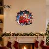 Removable Christmas Decorations Santa Claus Wall Stickers, Retro Peel And Stick Red Pickup Truck & Decals with Home Holiday Accents 3D Breaking