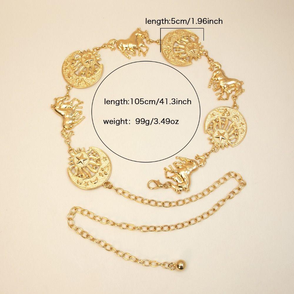 Horse Woman Chain Belt Gold Silver Dress Cummerbands Punk Waistbands Clothing Accessories
